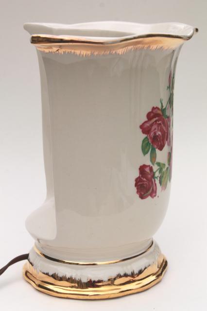 photo of shabby chic vintage china table lamp, ivy flower vase backlit TV lamp or boudoir light #4