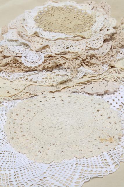 photo of shabby chic vintage lace doilies & centerpieces, crochet doily lot #1