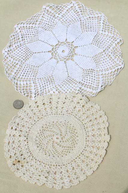 photo of shabby chic vintage lace doilies & centerpieces, crochet doily lot #9