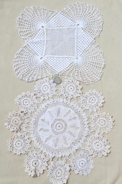 photo of shabby chic vintage lace doilies & centerpieces, crochet doily lot #16