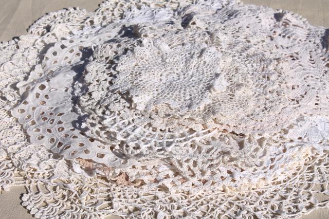 photo of shabby chic vintage lace doilies & centerpieces, crochet doily lot #1