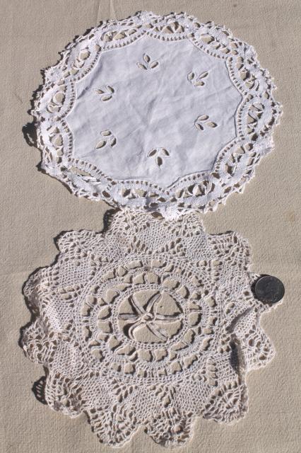 photo of shabby chic vintage lace doilies & centerpieces, crochet doily lot #2