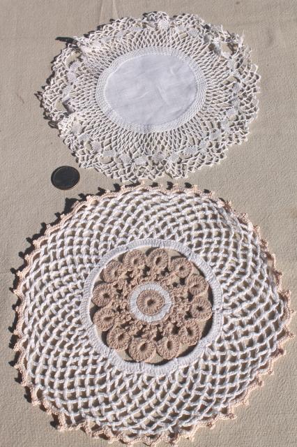 photo of shabby chic vintage lace doilies & centerpieces, crochet doily lot #4