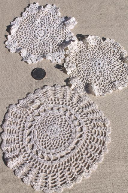 photo of shabby chic vintage lace doilies & centerpieces, crochet doily lot #9