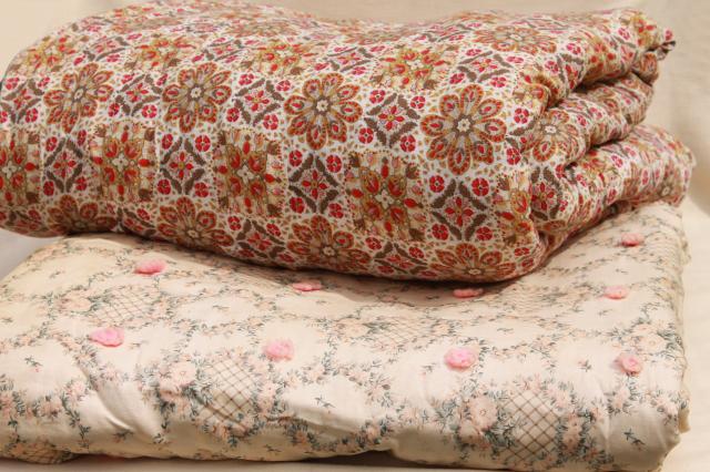 photo of shabby chic vintage print cotton quilt comforters, soft warm tied quilts bedspreads #1