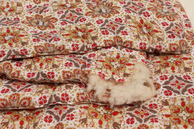 photo of shabby chic vintage print cotton quilt comforters, soft warm tied quilts bedspreads #2