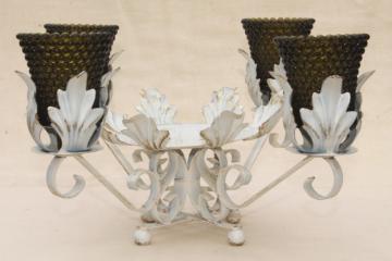 catalog photo of shabby chic vintage tole centerpiece w/ glass candle holders, french country style