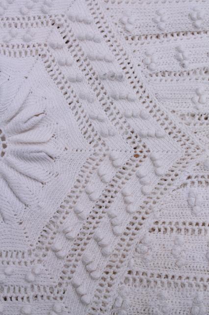 photo of shabby chic vintage white cotton crochet lace bedspread, country cottage style #8