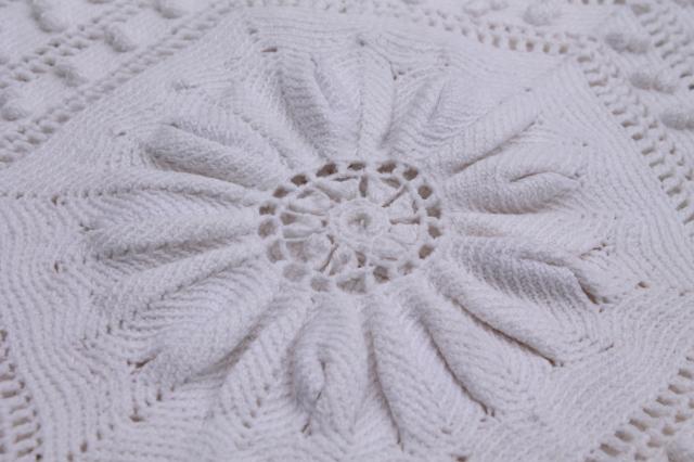 photo of shabby chic vintage white cotton crochet lace bedspread, country cottage style #9