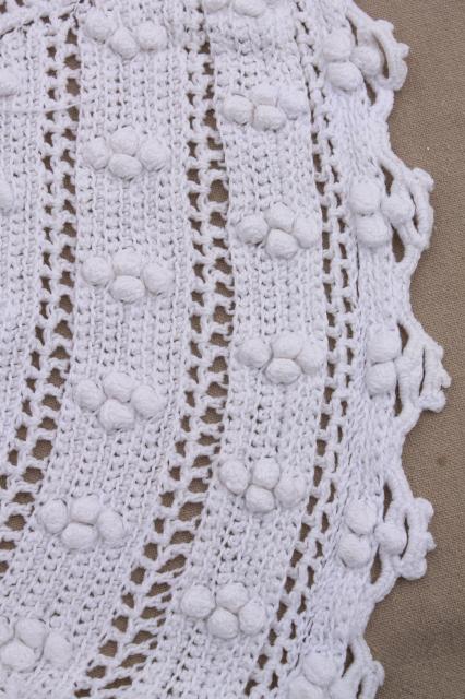 photo of shabby chic vintage white cotton crochet lace bedspread, country cottage style #12