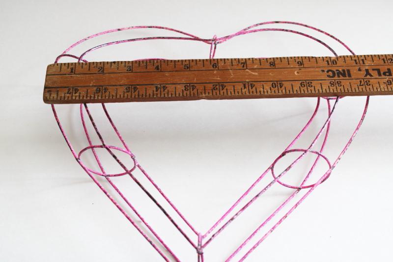 photo of shabby chippy pink wire heart, rustic minimal wreath, frame, or garden decor #4