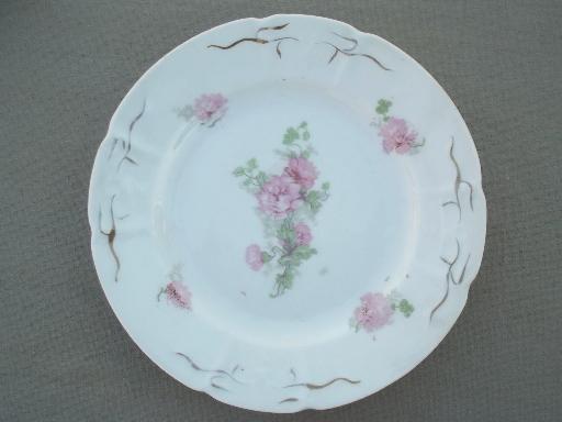 photo of shabby cottage chic old cabbage rose floral china plates, vintage Germany #3