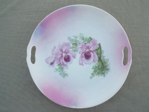 photo of shabby cottage chic old cabbage rose floral china plates, vintage Germany #4