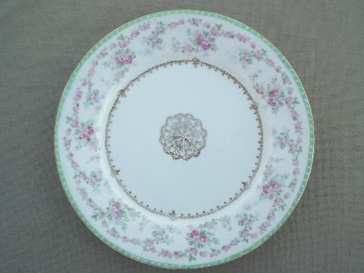 photo of shabby cottage chic old cabbage rose floral china plates, vintage Germany #5