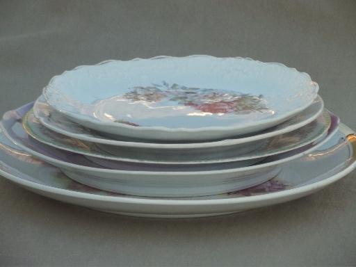 photo of shabby cottage chic old cabbage rose floral china plates, vintage Germany #8