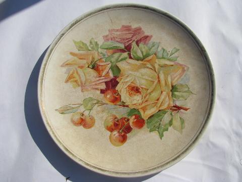 photo of shabby cottage chic pansy & rose florals, antique china plates, early 1900s #4