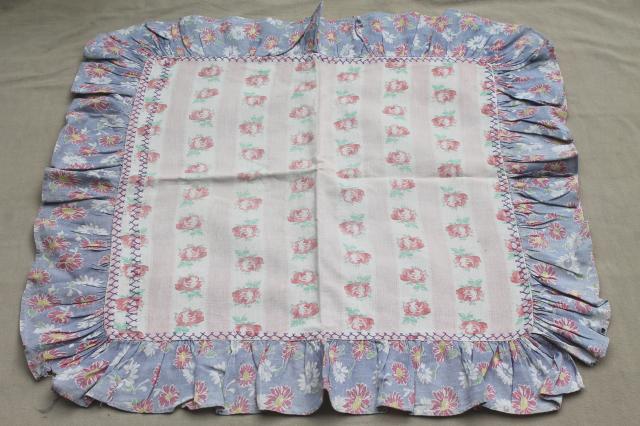 photo of shabby cottage chic ruffled cushion pillow covers made of vintage linens, feedsacks & print fabric #5