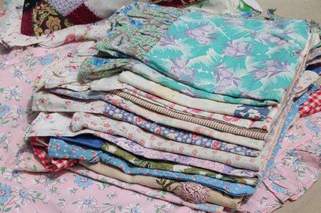 photo of shabby cottage chic ruffled cushion pillow covers made of vintage linens, feedsacks & print fabric #12