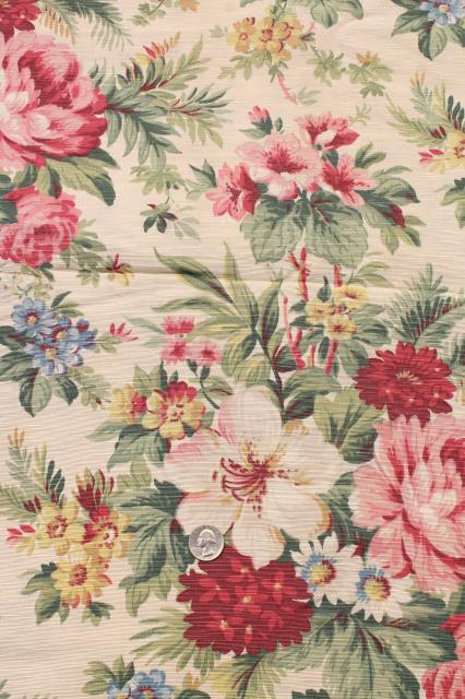 photo of shabby cottage chic vintage floral print cotton corde fabric for accessories or home decor #1