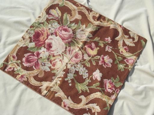 photo of shabby cottage chic vintage floral print linen weave cotton pillow cover #1