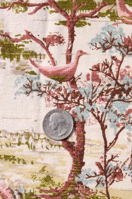 photo of shabby cottage chic vintage floral print rayon barkcloth curtain panels & fabric #10