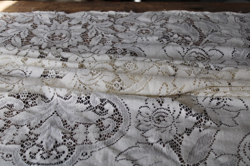photo of shabby cottage chic vintage lace tablecloths lot, ivory cotton blend lace #4