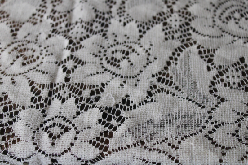 photo of shabby cottage chic vintage lace tablecloths lot, ivory cotton blend lace #5