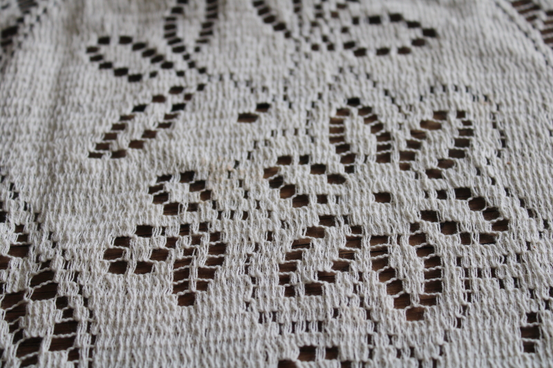 photo of shabby cottage chic vintage lace tablecloths lot, ivory cotton blend lace #7