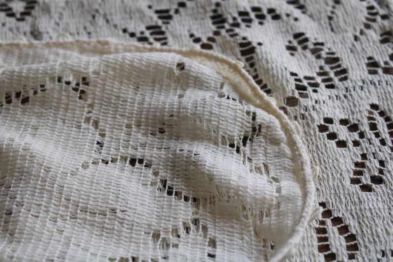 photo of shabby cottage chic vintage lace tablecloths lot, ivory cotton blend lace #8