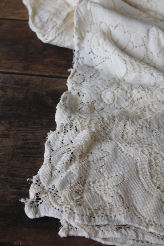 photo of shabby cottage chic vintage lace tablecloths lot, ivory cotton blend lace #13