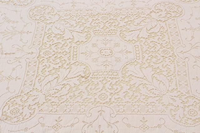 photo of shabby cottage chic vintage lace tablecloths lot, white and ivory lace cloths #5