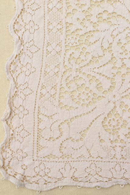 photo of shabby cottage chic vintage lace tablecloths lot, white and ivory lace cloths #6