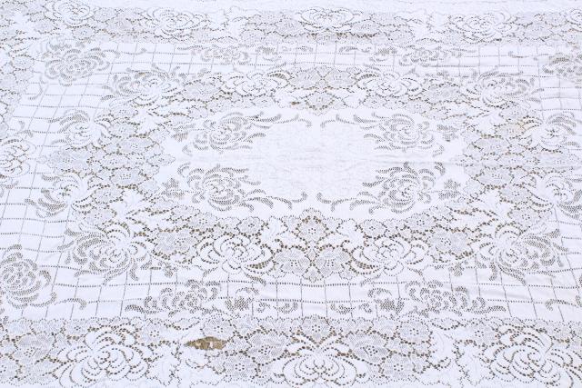 photo of shabby cottage chic vintage lace tablecloths lot, white and ivory lace cloths #7