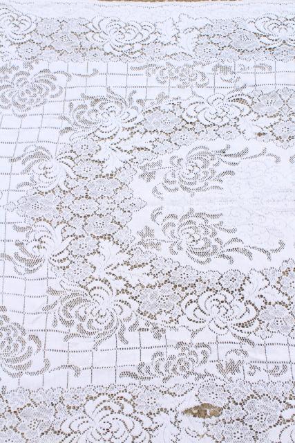 photo of shabby cottage chic vintage lace tablecloths lot, white and ivory lace cloths #8