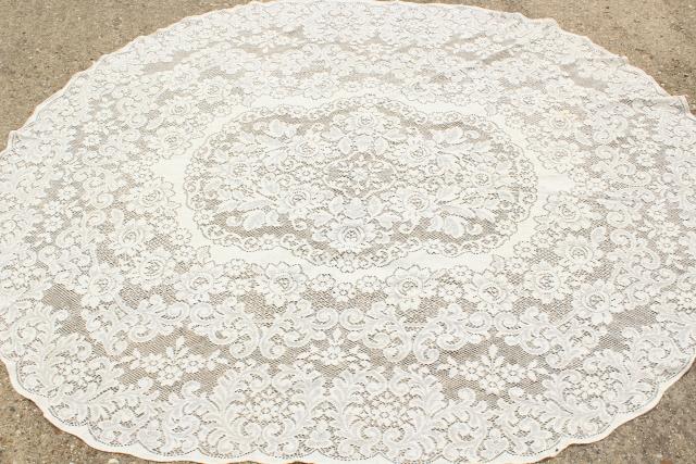 photo of shabby cottage chic vintage lace tablecloths lot, white and ivory lace cloths #11