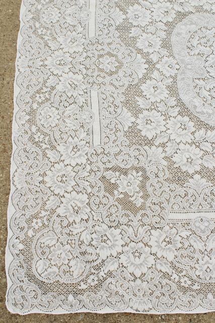 photo of shabby cottage chic vintage lace tablecloths lot, white and ivory lace cloths #17