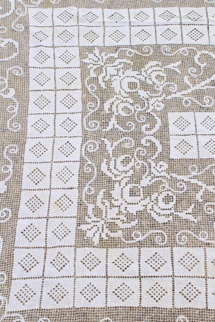 photo of shabby cottage chic vintage lace tablecloths lot, white and ivory lace cloths #21