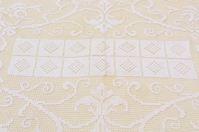 photo of shabby cottage chic vintage lace tablecloths lot, white and ivory lace cloths #22