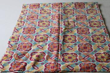 catalog photo of shabby faded vintage farmhouse kitchen dish towel, southwest colors print cotton feed sack fabric 