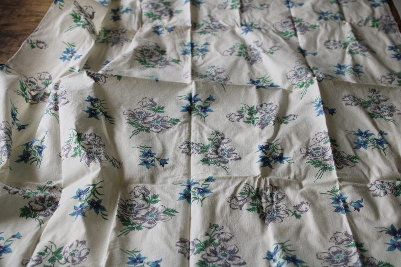 photo of shabby faded vintage farmhouse kitchen dish towel, spring flowers print cotton flour or sugar sack fabric  #4