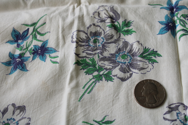 photo of shabby faded vintage farmhouse kitchen dish towel, spring flowers print cotton flour or sugar sack fabric  #5