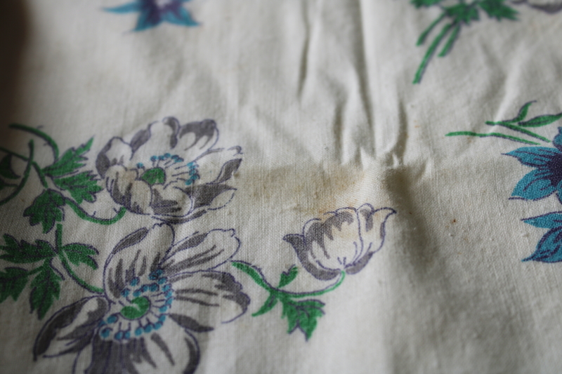 photo of shabby faded vintage farmhouse kitchen dish towel, spring flowers print cotton flour or sugar sack fabric  #6