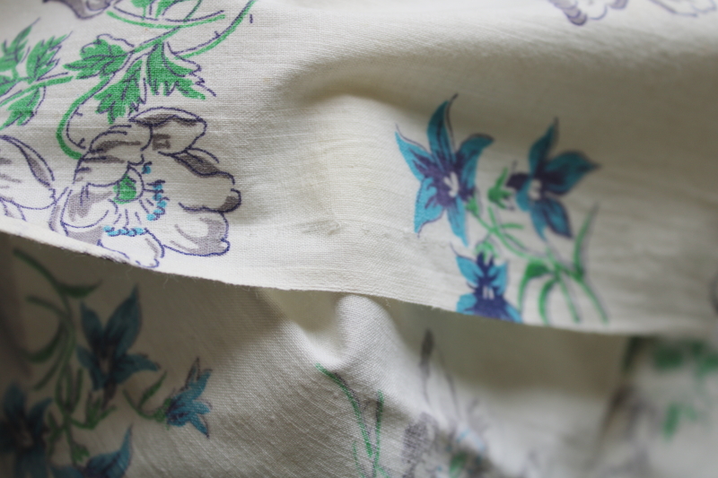 photo of shabby faded vintage farmhouse kitchen dish towel, spring flowers print cotton flour or sugar sack fabric  #7