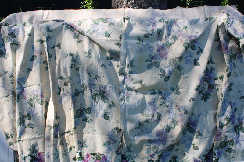 photo of shabby lilacs floral vintage cotton print curtain panels, vintage fabric for upcycle #12