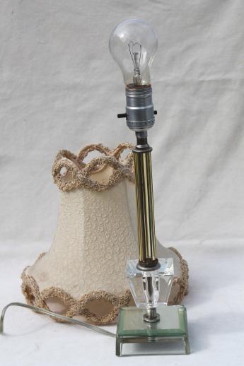 photo of shabby mirrored glass candlestick lamp w/ vintage chenille trimmed lamp shade #5