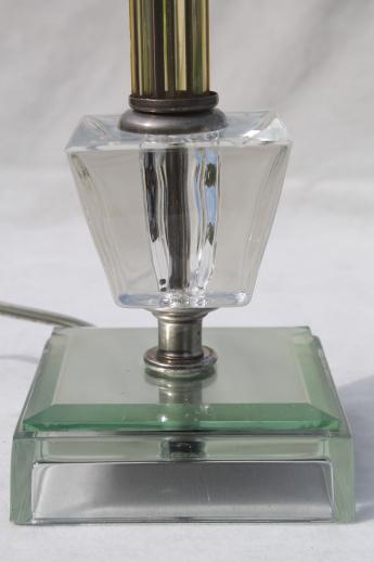 photo of shabby mirrored glass candlestick lamp w/ vintage chenille trimmed lamp shade #8