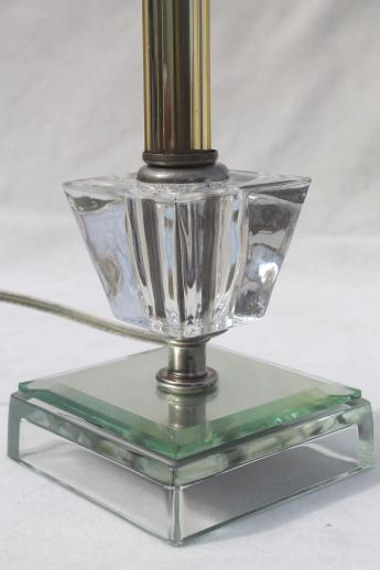 photo of shabby mirrored glass candlestick lamp w/ vintage chenille trimmed lamp shade #9