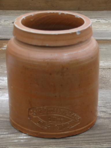 photo of shabby old German stoneware crock, Gerz Conservenkrug preserves jar #1