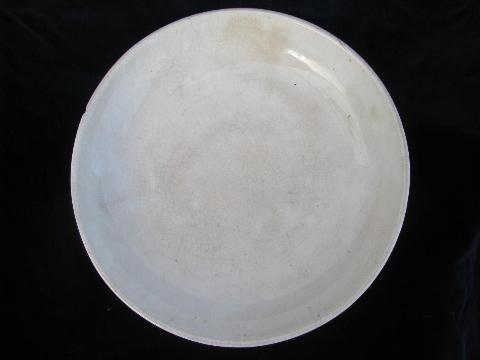 photo of shabby old antique white china pedestal plate, shallow comport fruit bowl #2