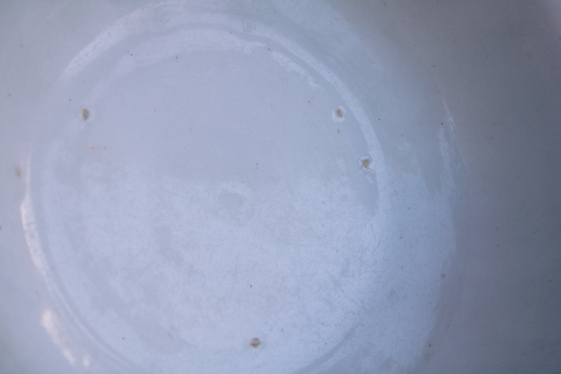 photo of shabby old white ironstone china bowl w/ ladyfinger fluted shape, rustic vintage farmhouse decor #5